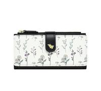 2026 Women's Floral Long Wallet Slim Card Holder Stylish Trifold Design for Daily Use (Black, One Size)
