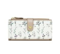 2026 Women's Floral Long Wallet Slim Card Holder Stylish Trifold Design for Daily Use (Khaki, One Size)