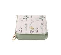 2026 Women's Floral Wallet Slim Card Holder Keychain Purse Compact Lightweight Functional Fashion Accessory for Daily Use (Green, One Size)
