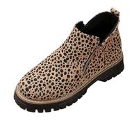 2026 Women's Leopard Winter Shoes Pointed Head Side Zipper Big Yards in Europe and The United States Female (Brown, 6.5) (2)