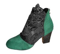 2026 Women's Mid Calf Boots Stylish Lace Up Breathable Mesh Floral Cut-Out Design for Everyday Use, Perfect for Casual Outfits, Comfortable Shoe, Green, 7 UK