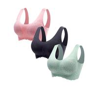 2026 Women's No Steel Ring 3 Piece Underwear Collecting Sleep Bra Latex Underwear Traceless Back Heart Bar 3 Piece Bra Set T Shirt Lace, O, 4XL