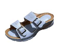 2026 Women's Plain Buckle Strap Open Toe Wedges Soft Bottom Breathable Slippers Sandals, BU1, 7 UK