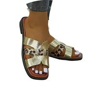 2026 Women's Sandals Slides Women's Silver Sandals Slip on Square Toe 2025 (Gold, 7)