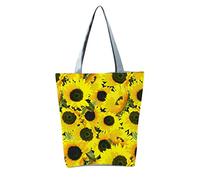 2026 Women's Slouchy Style Large Capacity Zippered Sunflower Printed Shoulder Bag