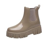 2026 Women's Snow Boots, Non-Slip, Removable, with Cotton Inside, Rain Boots, Outdoor Rubber Water Shoes, khaki, 8 UK