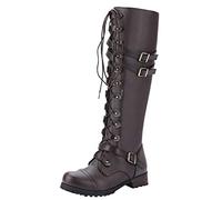2026 Women's Steampk Gothic Retro Punk Buckle Combat Boots, brown, 2/2.5 UK