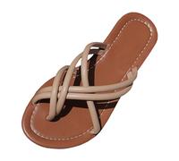 2026 Women's Summer Sandals Simple Design Open Toe Beach Leisure Relaxed, khaki, 9 UK