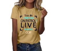 2026 Women's T-Shirt "Vertrauen Sie, ich schaue auf Live, ich im Basunde EIN Polizeman" (German Text) T-Shirt Trust You, Look on Live Shirt, yellow, S