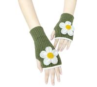 2026 Women's Thermal Gloves - Women's Touch Gloves Short Winter Warm Fingerless Floral Pattern Knitted Elemental Versatile Gloves