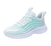 2026 Womens Trainers Sneakers Women Fashionable Pattern Color Matching Flat Bottomed Comfortable Mesh Breathable Lace Up Casual Shoes (Mint Green, 5)