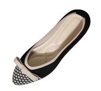 2026 Womens Trainers Women's Flat Shoes in Europe and The United States Trend Comfortable Bow Mesh Shallow Mouth Female (Black, 6.5)