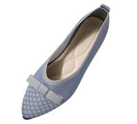 2026 Womens Trainers Women's Flat Shoes in Europe and The United States Trend Comfortable Bow Mesh Shallow Mouth Female (Blue, 4.5)