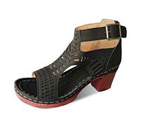 2026 Womens Trendy Everyday Sandals Open Toe Design Hollow Out Style Perfect for Summer Casual Wear Pair with Jeans Comfortable Wedge Heel, black, 9 UK X-Narrow