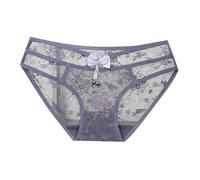 2026 Women's Underwear Comfortable Bell Lace Low Waist Hollow Thin Belt Triangle Pants, gray, M