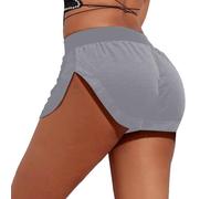2026 Women's Velvet Booty Yoga Shorts High Waist Pole Dance Hot Pants Gym Workout Slim Fit Rave Bottoms (Grey, XXXXXL)
