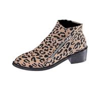 2026 Women's Western Leopard Print Ankle Boot (Khaki, 5.5)