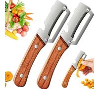 2026 Wooden Kitchen Tool,Kitchen Multi-Function Stainless Steel Thickened Fruit Peeler Knife,Multifunctional Vegetable Peeler Stainless Steel for Fruit Apple Potato Pumpkin Papaya (2PCS)