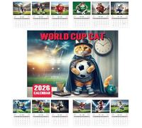 2026 World Cup Cat Calendar,Daily Planner for Soccer Fans,2026 Funny Wall Calendar Office Product Funny Home Office