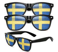 2026 World Cup Fan Glasses,3PCS Flag Sunglasses, Pinhole Classic Shades, Lightweight Accessory for Sports Events, Parties & Celebrations,Creative Photo Prop, Unisex Fashion (Sweden)