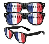 2026 World Cup Fan Glasses,3PCS Flag Sunglasses, Pinhole Classic Shades, Lightweight Accessory for Sports Events, Parties & Celebrations,Creative Photo Prop, Unisex Fashion (France)