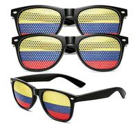 2026 World Cup Fan Glasses,3PCS Flag Sunglasses, Pinhole Classic Shades, Lightweight Accessory for Sports Events, Parties & Celebrations,Creative Photo Prop, Unisex Fashion (Colombia)