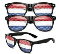 2026 World Cup Fan Glasses,3PCS Flag Sunglasses, Pinhole Classic Shades, Lightweight Accessory for Sports Events, Parties & Celebrations,Creative Photo Prop, Unisex Fashion (Netherlands)