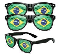 2026 World Cup Fan Glasses,3PCS Flag Sunglasses, Pinhole Classic Shades, Lightweight Accessory for Sports Events, Parties & Celebrations,Creative Photo Prop, Unisex Fashion (Brazil)