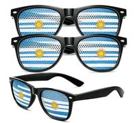 2026 World Cup Fan Glasses,3PCS Flag Sunglasses, Pinhole Classic Shades, Lightweight Accessory for Sports Events, Parties & Celebrations,Creative Photo Prop, Unisex Fashion (Argentina)