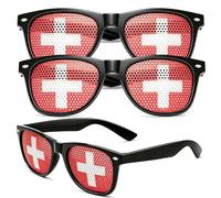 2026 World Cup Fan Glasses,3PCS Flag Sunglasses, Pinhole Classic Shades, Lightweight Accessory for Sports Events, Parties & Celebrations,Creative Photo Prop, Unisex Fashion (Switzerland)