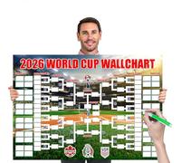 2026 World Cup Football Schedule Poster, Tournament Interactive Poster Backdrop Stadium Edition Wallchart Football Tournament Tracking Chart for Bedroom Living Room Fan Decor Great Gifts (180x110CM)