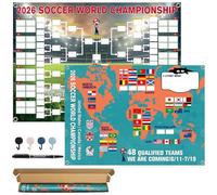 2026 World Cup Schedule Poster, 48 Teams Tournament Wall Map & Finals Bracket Showcase, 2-in-1 Double-Sided Write-on Chart, Waterproof PVC Material, Includes Marker & Hooks, Football Gifts for Fans