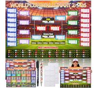 2026 World Cup Schedule Poster Set - 2 PCS Large 60x84cm Tournament Wall Chart with World Cup Ball 2026 Design, No Crease Matte Finish, Includes Marker & Accessories for Fixture Tracking - Soccer Fans