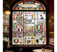 2026 World Cup Window Decorations - 9 Sheets/69Pcs Double-Sided Window Clings, Reusable Stickers for Car Windows, Home, Office, Bar, Easy to Apply & Remove for Game Day Celebration