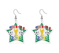 2026 World Soccer Cup Merchandise Earrings USA Canada Mexico Flag Theme Soccer Fan Dangle Earrings Sports Jewelry Gifts, M, Zinc, No Gemstone
