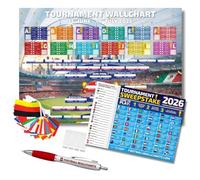 2026 World Tournament Wallchart Bundle - A1 Sized Stadium Flags Style Tournament Tracker with Flags, Sweepstake, Pen & Hanging Kit (59.4 x 84.1 cm)