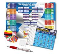 2026 World Tournament Wallchart Bundle - A2 Sized Scotland Style Tournament Tracker with Flags, Sweepstake, Pen & Hanging Kit (42 x 59.4 cm)
