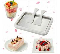 2026 （XL）Large Upgraded Rolled Ice Cream Maker Kit - Food-Grade Stainless Steel Tray with 2 Scrapers, Portable DIY Ice Cream Maker for Home, Family & Parties-green (10.2" × 8.3") (white)