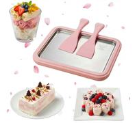 2026（XL）Large Upgraded Rolled Ice Cream Maker Kit - Food-Grade Stainless Steel Tray with 2 Scrapers, Portable DIY Ice Cream Maker for Home, Family & Parties-green (10.2" × 8.3") (pink)