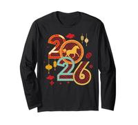 2026 Year of The Horse Chinese New Year Lunar Zodiac Retro Long Sleeve T-Shirt