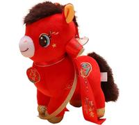2026 Year of The Horse Chinese New Year Ornaments,Chinese Zodiac Horse Pendant Statues Plush Toy New Years Mascot Figurine Stuffed Animal for Spring Festival Home Decor