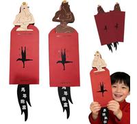 2026 Year of The Horse Creative Sliding Red Envelopes - Funny 3D Muscle Horse Pull-Out Lucky Money Packets, Long Red Envelopes for Chinese New Year, Unique Spring Festival Gift Hongbao for Family C