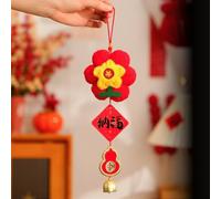 2026 Year of the Horse Plush Door Hanger, Lunar New Year Decoration with Auspicious Patterns, Soft Red Hanging Ornament for Home Living Room Festival Decor, 10.5x36cm(B)