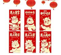 2026 Year of the Horse Red Envelopes - 6 Pieces Festive Packages Charm D Silver | Chinese Envelopes 2026 - For Family Friends Parents Colleagues Neighbors Grandparents Parents Parents