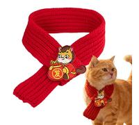 2026 Year Of The Horse Scarf for Cat Warm Red Chinese Knitted Decor