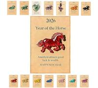 2026 Year of the Horse: Turquoise Guardian - Symbol of Health & Smooth Journeys, 2026 Horse Pocket Hug, Lucky Crystal Horse2026, Turquoise Horse Figurine with Card for Family Friends (Red)