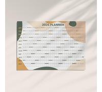 2026 Year to View Wall Calendar, A1 Large Annual Planner, Office Wall Planner, Rolled Poster or Premium Foamboard (Green/Terracota, A1 Rolled Poster)