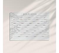 2026 Year to View Wall Calendar, A1 Large Annual Planner, Office Wall Planner, Rolled Poster or Premium Foamboard (Grey Leaves, A1 Rolled Poster)