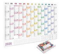 2026 Year Wall Calendar Featuring Holiday Date Annual Goal Section Reusable Sticker for Organized Home Office Planning Paper Calendar