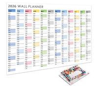 2026 Year Wall Calendar Featuring Holiday Date Annual Goal Section Reusable Sticker for Organized Home Office Planning Paper Calendar